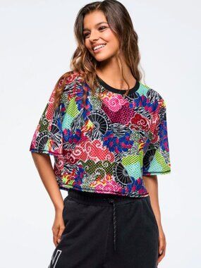 Zumba Wear-Eastern Flavor Boxy Dolman Crop Top-NEW-XS,S,M,l,XX
